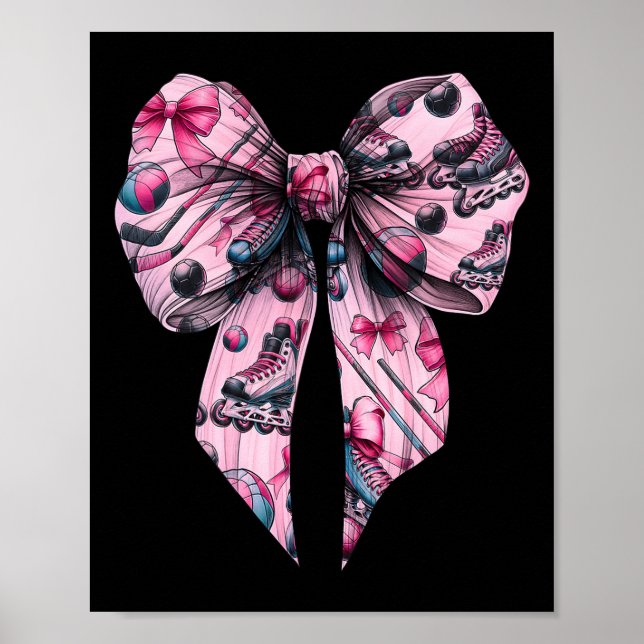 Póster Coquette Bow Inline Hockey Player Girl Mom Mother' (Frente)