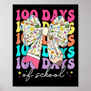 Póster Coquette Bow Lápiz De 100 Días De Té Escolar Estud