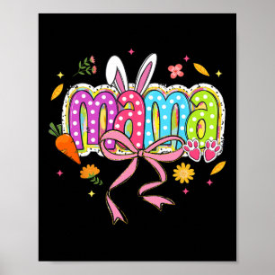 Póster Coquette Bow Mama Bunny Easter Mom Boho Florals Fa