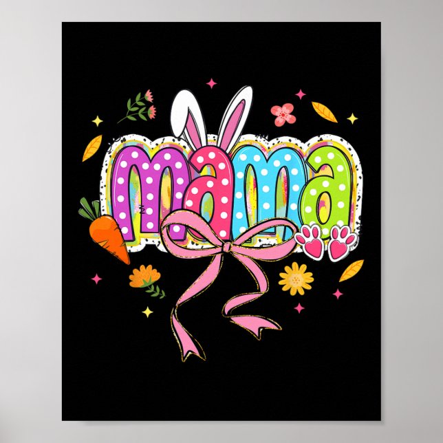 Póster Coquette Bow Mama Bunny Easter Mom Boho Florals Fa (Frente)