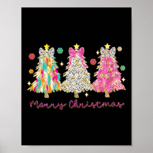 Póster Coquette Bow Merry Christmas Xmas Tree Family Paja