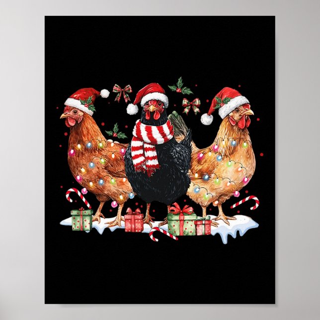 Póster Coquette Bow Navidades de pollo Gorra enciende la  (Frente)