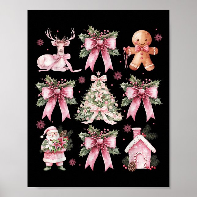 Póster Coquette Bow Nk Árbol de Navidad Santa Gingerbread (Frente)