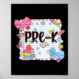 Póster Coquette Bow Prek Primer Día De Maestra
