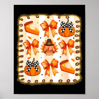 Póster Coquette Bow Pumpkin Season Thanksgiving Autumn Fa