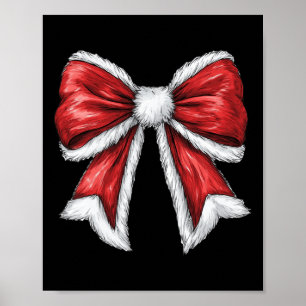 Póster Coquette Bow Santa Claus Feliz Navidad Mujeres Xma