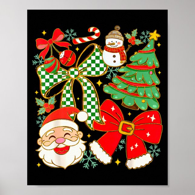 Póster Coquette Bow Santa Claus Merry Christmas Women Xma (Frente)