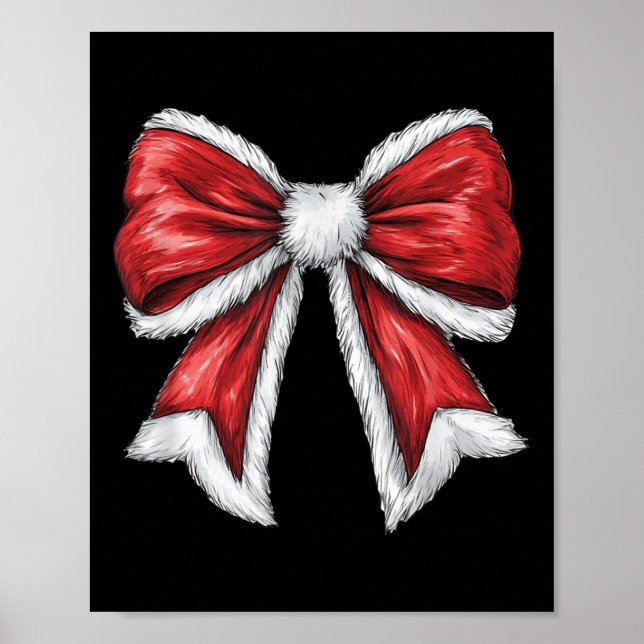 Póster Coquette Bow Santa Navidades Rojos (Frente)