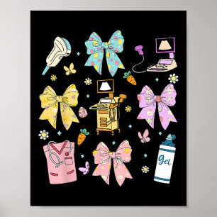 Póster Coquette Bow Sonographer Easter Ultrasonido Tech S