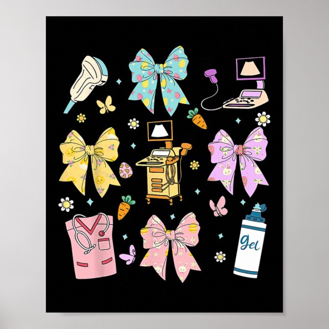 Póster Coquette Bow Sonographer Easter Ultrasonido Tech S (Frente)
