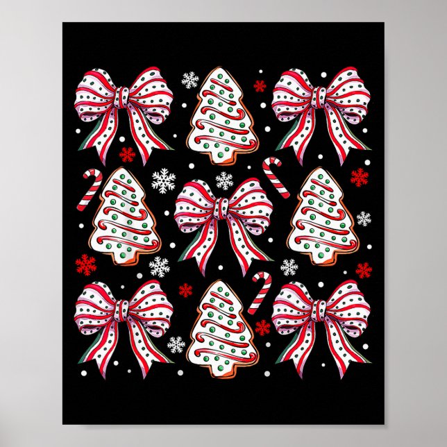 Póster Coquette Bow Tree Cake Candy Cane Merry Christmas  (Frente)