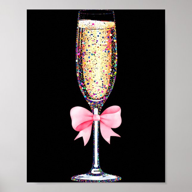 Póster Coquette Champagne Gl Happy New Year 2026 Party Wo (Frente)