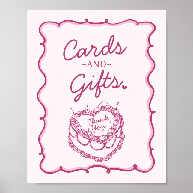 Póster Coquette Cherry Cake Pink Retro Heart Coquette (Frente)