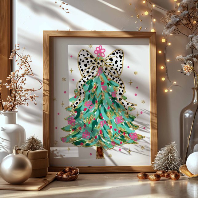 Póster Coquette Christmas Tree Preppy Holiday Bow (Subido por el creador)