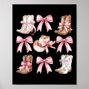 Póster Coquette Cowgirl Boots con arcos rosados estéticos