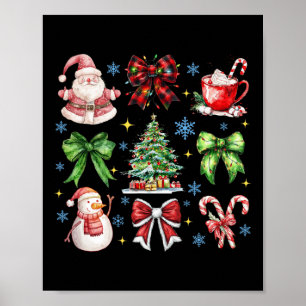 Póster Coquette de árbol de Navidad Bow Santa Claus Candy