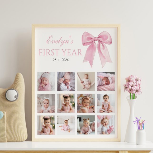 Póster Coquette de Bow rosa de primer año de foto hito (Subido por el creador)