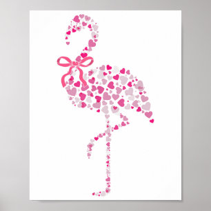 Póster Coquette Flamingo Día de San Valentín Rosa Cute Co