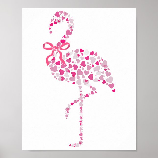 Póster Coquette Flamingo Día de San Valentín Rosa Cute Co (Frente)