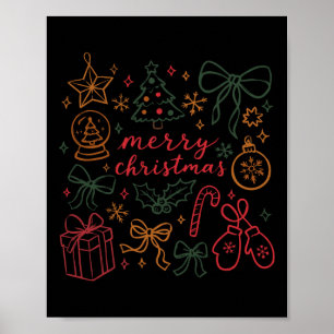 Póster Coquette Girly Navidades Holly Xmas Jolly Merry Ch