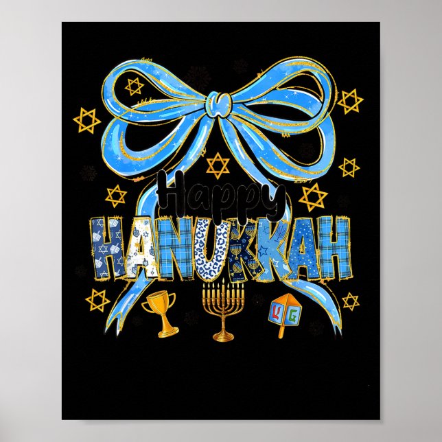 Póster Coquette Hanukkah Bow Jewish Bow Menorah Bow Women (Frente)
