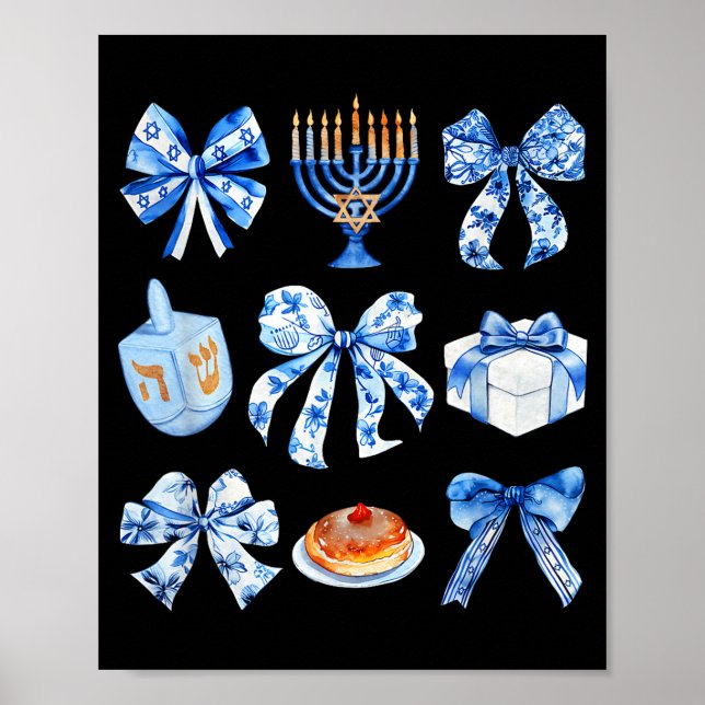 Póster Coquette Hanukkah Bow Jewish Bow Menorah Bow Women (Frente)