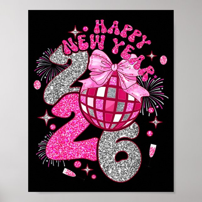 Póster Coquette Happy New Year 2026 Party Matching Family (Frente)