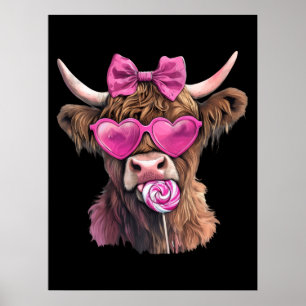 Póster Coquette Highland Cow Bubblegum 2025