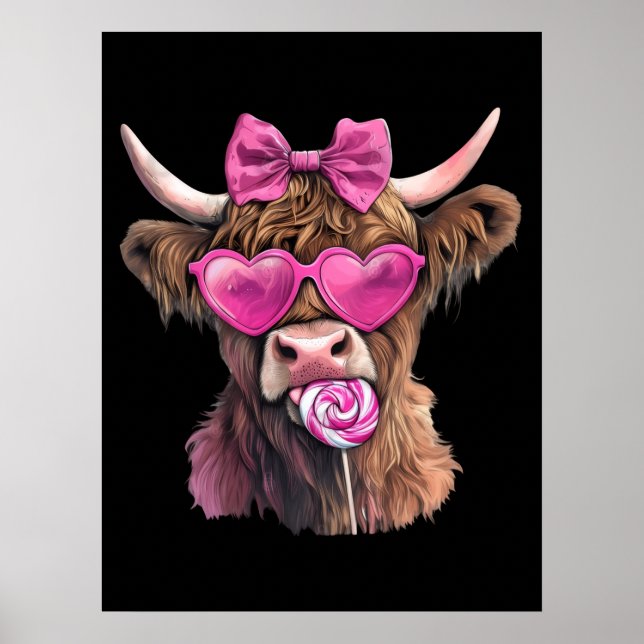 Póster Coquette Highland Cow Bubblegum 2025 (Frente)