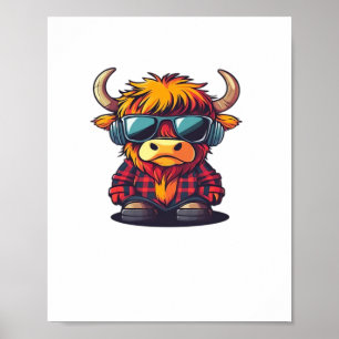 Póster Coquette Highland Cow Bubblegum Tshirt Design, Hol