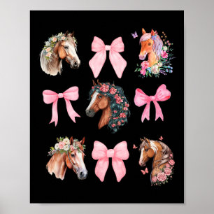 Póster Coquette Horse Riendo Flores Silvestres Caballo Ec