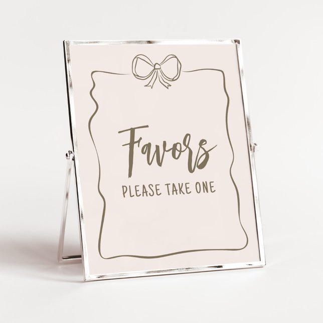 Póster Coquette minimalista Baby Shower Favors (Minimalist Coquette Baby Shower Favors Sign)