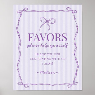Póster Coquette morada Bow Pastel Lavender favorece el Ró