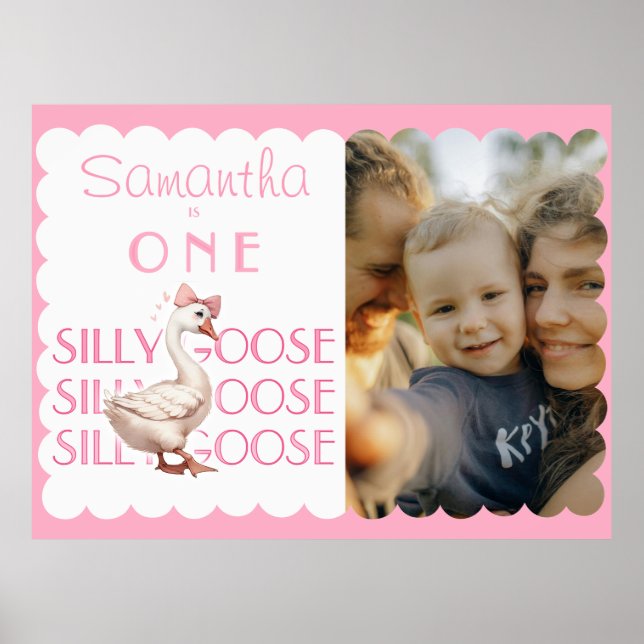 Póster Coquette One Silly Goose Chica Primer cumpleaños B (Frente)