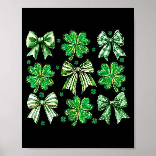Póster Coquette Patrick's Day Bow,shamrock Lucky Bow Funn (Frente)
