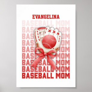 Póster Coquette Personalizada BASEBALL MOM Día de las Mad