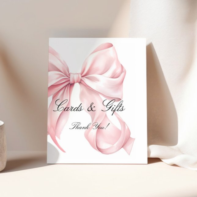 Póster Coquette Pink Bow Cards and Gifts Sign (Subido por el creador)
