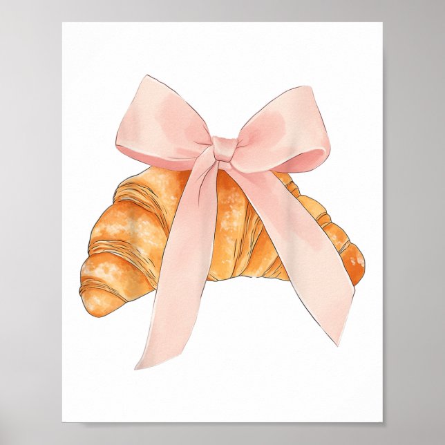 Póster Coquette Pink Bow Croissant Cute Baking Baker Past (Frente)