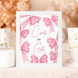 Póster Coquette Pink Bow tarjetas regalos ducha de novia