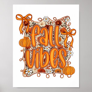 Póster Coquette Preppy Fall Vibes Floral Pumpkin Spice Co