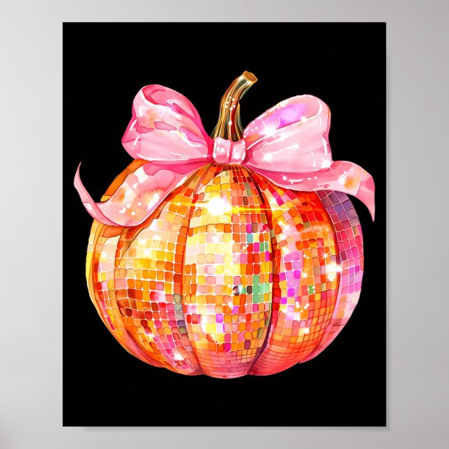 Póster Coquette Pumpkin Bow Disco Ball Cute Girly Hallowe (Frente)