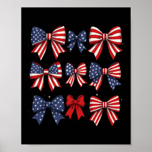 Póster Coquette Red White Y Blue Patriotic Bows Retro J