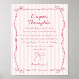 Póster Coquette rosa Bow Pastel Diaper Thouower Ducha