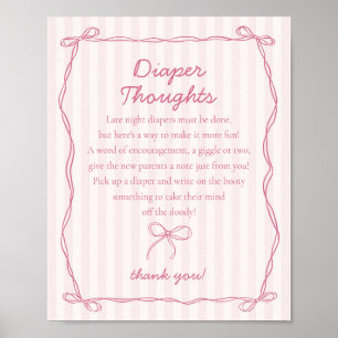 Póster Coquette rosa Bow Pastel Diaper Thouower Ducha