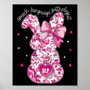Póster Coquette rosa Floral Bunny Slp Speech Language Pat