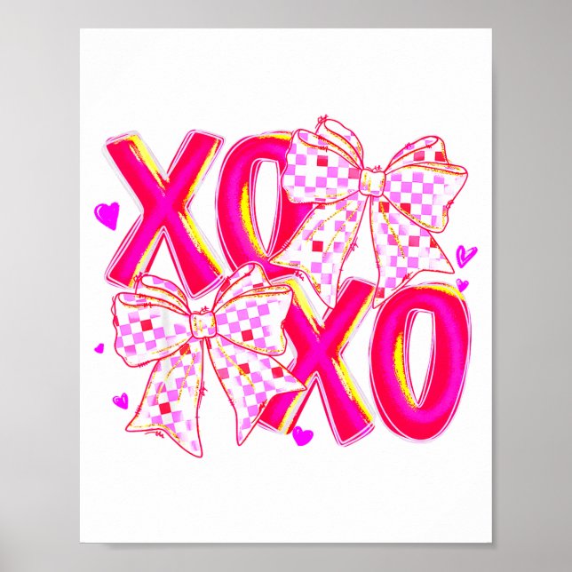 Póster Coquette Valentine Xoxo Funny Valentine Bow Hearts (Frente)