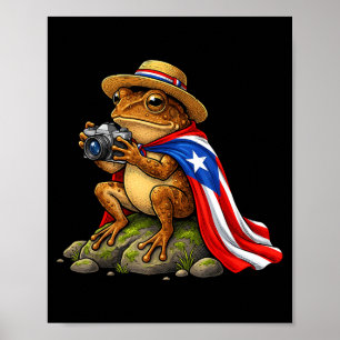 Póster Coquí rana divertida linda Puerto Rico