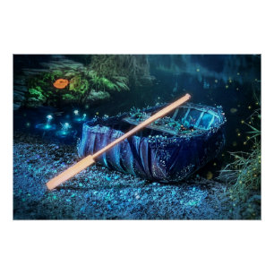 Póster Coracle Galés Encantado - Arte Bioluminiscente
