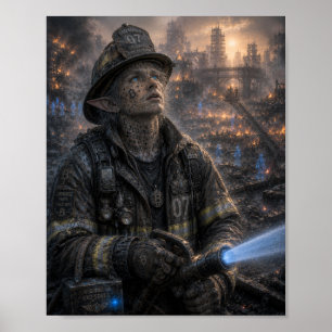 Póster Coraje / Bombero / Distrito en llamas