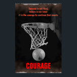 Póster Coraje de éxito retro Inspirador de baloncesto<br><div class="desc">El éxito no es definitivo: citas motivacionales posters de arte e impresiones</div>